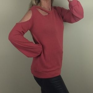 Flower of the desert orange cold shoulder top